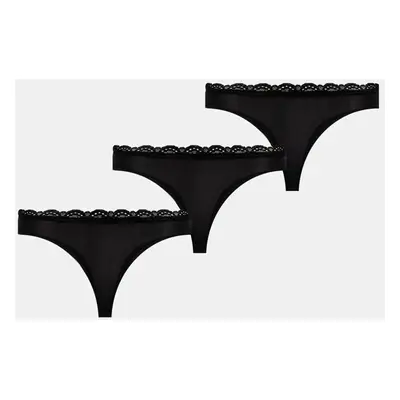 Tanga Calvin Klein Underwear 3-pack černá barva, LV00QD5300