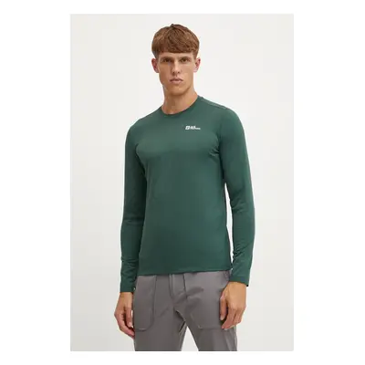 Sportovní tričko s dlouhým rukávem Jack Wolfskin Sky Thermal zelená barva, melanžový, 1808682