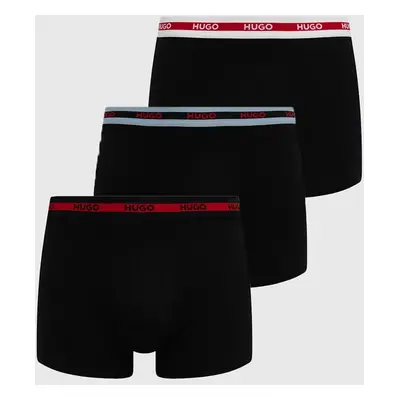 Boxerky HUGO 3-pack pánské, černá barva, 50534694