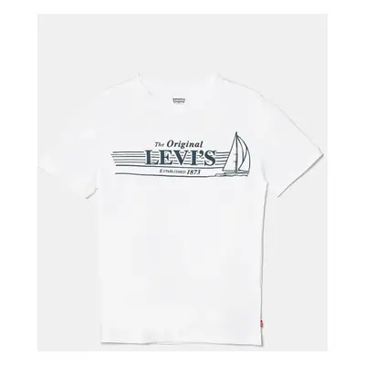 Dětské tričko Levi's MID DAY SAIL TEE bílá barva, s potiskem, 9EM283