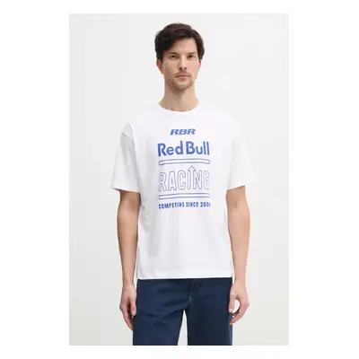 Bavlněné tričko Red Bull Racing x Pepe Jeans RACING HISTORY TEE bílá barva, s potiskem, RM500020