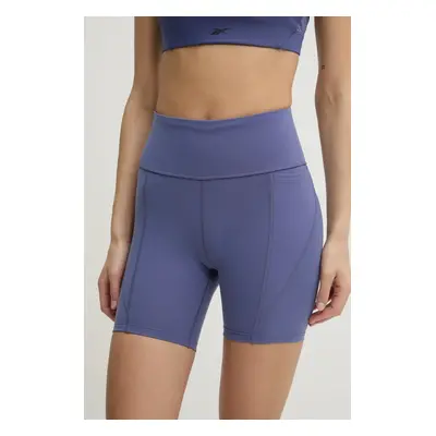 Tréninkové šortky Reebok LUX Collection fialová barva, hladké, high waist, 100214846