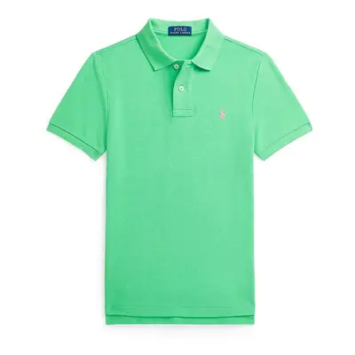 Dětská bavlněná polokošile Polo Ralph Lauren zelená barva, 323708857191