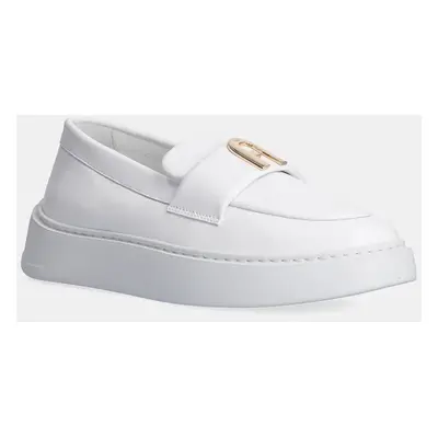 Kožené mokasíny Furla Loafer dámské, bílá barva, na platformě, YI08SPT BX3245 01B00