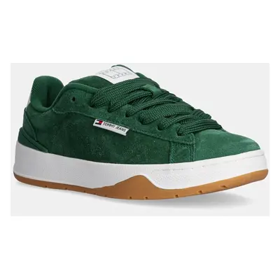 Semišové sneakers boty Tommy Jeans SKATE SNEAKER zelená barva, EN0EN02737