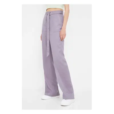 Kalhoty Calvin Klein dámské, fialová barva, jednoduché, high waist