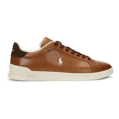 Kožené sneakers boty Polo Ralph Lauren Hrt Crt Ii hnědá barva, 809965073001