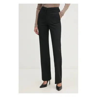 Kalhoty Sisley dámské, černá barva, jednoduché, high waist, 44Q5LF03I