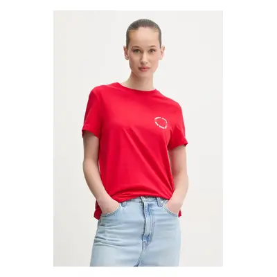 Bavlněné tričko Tommy Jeans červená barva, DW0DW21768