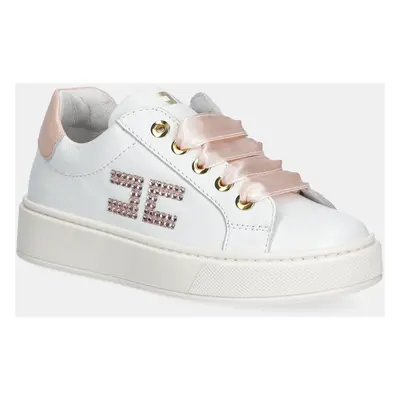 Dětské kožené sneakers boty Elisabetta Franchi bílá barva, F1A9-E0222