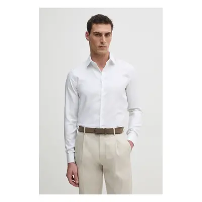 Košile Calvin Klein pánská, bílá barva, slim, s klasickým límcem, K10K114360