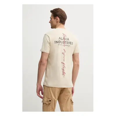 Bavlněné tričko Alpha Industries černá barva, s potiskem, 148516