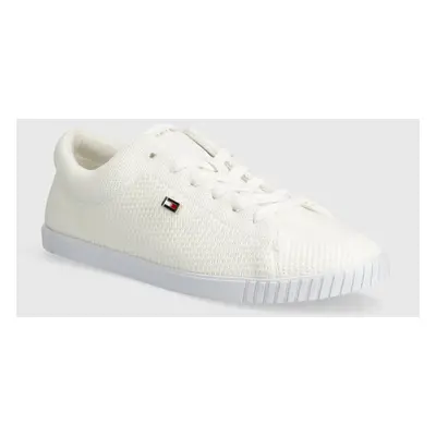 Sneakers boty Tommy Hilfiger FLAG LACE UP SNEAKER KNIT bílá barva, FW0FW08074