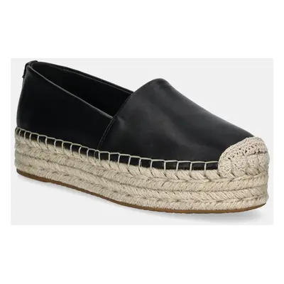 Kožené espadrilky MICHAEL Michael Kors Lynn černá barva, na platformě, 40S5LYFP1L.001