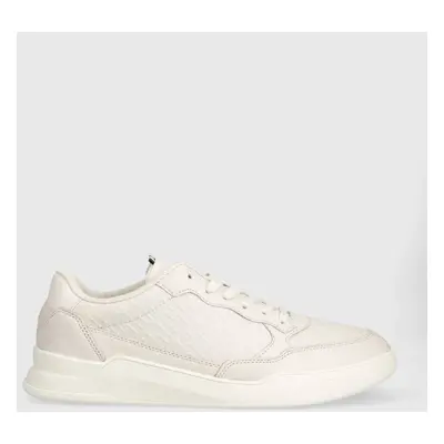 Kožené sneakers boty Tommy Hilfiger ELEVATED CUPSOLE MONO DETAIL béžová barva, FM0FM04698