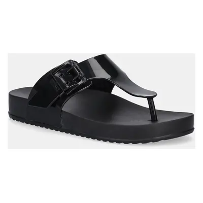 Žabky Melissa MELISSA COZY FLIP FLOP AD dámské, černá barva, na plochém podpatku, M 35933.BC910