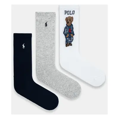 Ponožky Polo Ralph Lauren 3-pack dámské, tmavomodrá barva, 455882850