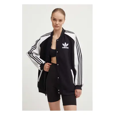 Bomber bunda adidas Originals SST Oversize VRCT černá barva, přechodná, oversize, IR5519