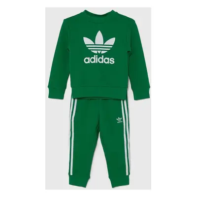 Dětská tepláková souprava adidas Originals TREFOIL CREW SE zelená barva, IY4783