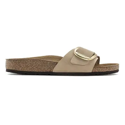 Nubukové pantofle Birkenstock Madrid Big Buckle béžová barva, 1024140