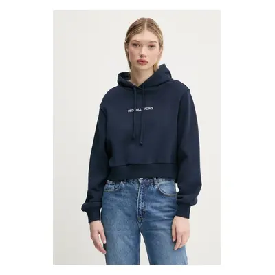 Mikina Red Bull Racing x Pepe Jeans CROPPED LOGO HOODY dámská, tmavomodrá barva, s kapucí, s apl