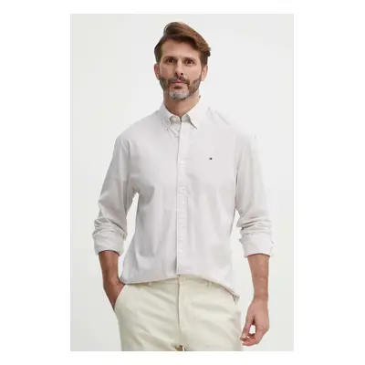 Košile Tommy Hilfiger pánská, béžová barva, regular, s límečkem button-down, MW0MW30935