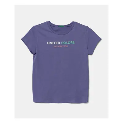 Dětské bavlněné tričko United Colors of Benetton fialová barva, 3I1XC10MZ