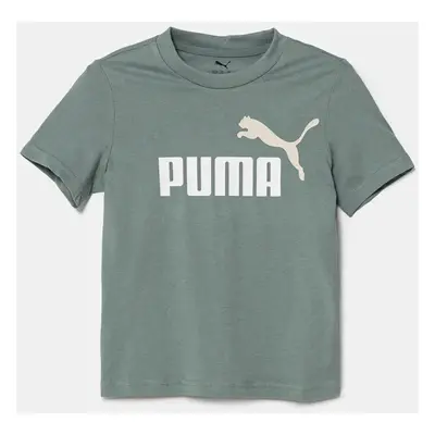 Dětské bavlněné tričko Puma ESS 2 COLOR No.1 Logo Tee zelená barva, s potiskem, 685778