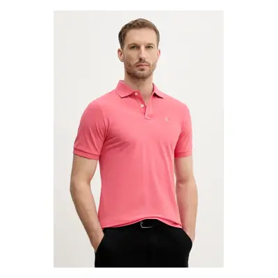 Bavlněné polo tričko Hackett London růžová barva, HM563426