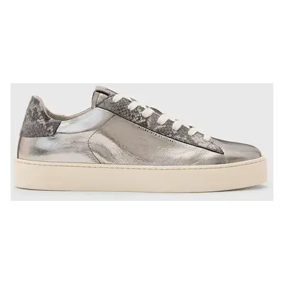 Kožené sneakers boty AllSaints Shana Metallic Sneaker stříbrná barva, W104FB