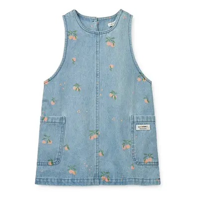 Dětské riflové šaty Liewood Angelica Printed Denim Dress modrá barva, mini, LW19896