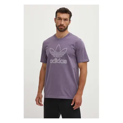 Bavlněné tričko adidas Originals Trefoil Tee fialová barva, s aplikací, IR7992