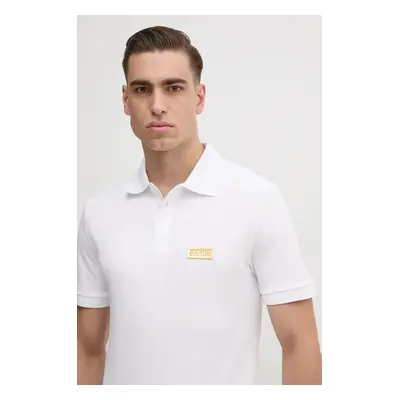 Bavlněné polo tričko Versace Jeans Couture bílá barva, s aplikací, 78GAGT08 CJ01T