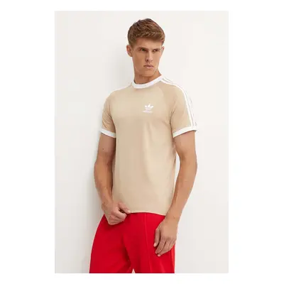 Bavlněné tričko adidas Originals Adicolor Classics 3-Stripes Tee béžová barva, s aplikací, IZ236