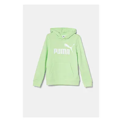 Dětská mikina Puma ESS No. 1 Logo Hoodie TR zelená barva, s kapucí, s potiskem, 684909