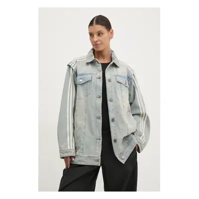 Bunda adidas Originals DENIM SHIRT JKT modrá barva, přechodná, JX9209