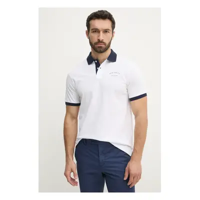 Bavlněné polo tričko Hackett London bílá barva, s potiskem, HM563421