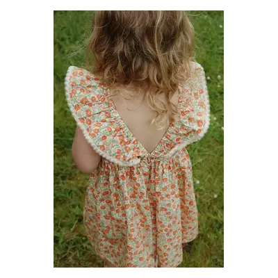 Dětské bavlněné šaty Konges Sløjd VERBENA DRESS GOTS oranžová barva, mini, KS102296