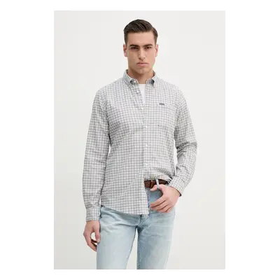 Bavlněná košile Barbour Banner Tailored Shirt šedá barva, slim, s límečkem button-down, MSH5435