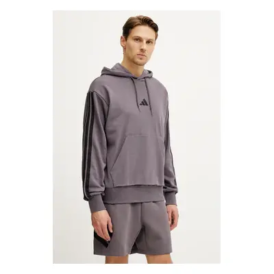 Mikina adidas Essentials pánská, fialová barva, s kapucí, s aplikací, JE6365