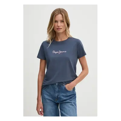 Bavlněné tričko Pepe Jeans FIORE tmavomodrá barva, PL505951