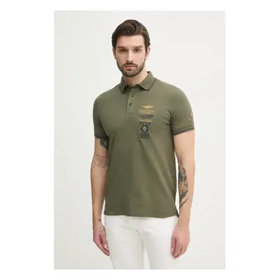 Polo tričko Aeronautica Militare zelená barva, s aplikací, PO1853P191