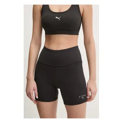 Tréninkové šortky Puma PUMA x HYROX černá barva, s potiskem, high waist, 526905