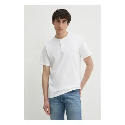 Bavlněné tričko Levi's SS HM HENLEY bílá barva, A8602