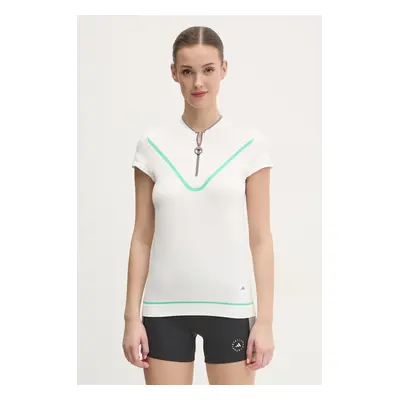 Tréninkové tričko adidas by Stella McCartney TrueNature bílá barva, s pologolfem, JI5228