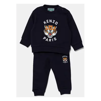 Bavlněná tepláková souprava pro miminka Kenzo Kids tmavomodrá barva, K60935