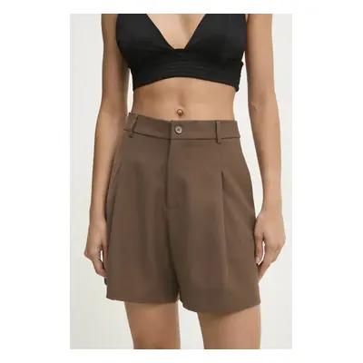 Kraťasy Answear Lab dámské, hnědá barva, hladké, high waist