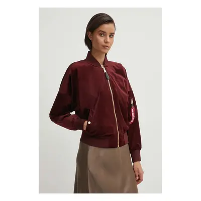 Bomber bunda Alpha Industries MA-1 OS Velvet LW Wmn 106002 184 vínová barva, přechodná