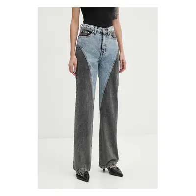 Džíny Rotate Straight Patchwork Jeans dámské, high waist, 1128191603