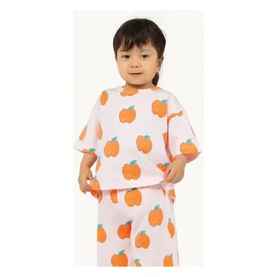 Bavlněné dětské tričko Tinycottons APPLES BABY TEE růžová barva, SS25-038